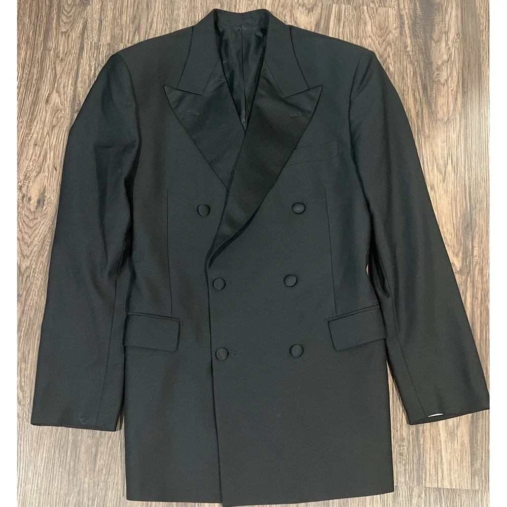 Lubiam 1911 120's Men's 100% Virgin Wool Blazer Size 40L  Color Black Italy